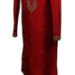 Classy Raw silk kurta set with antique embroidery on the neck and sleeves - CK 1800 - Prachy Creations