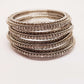 Set of Silver Finish Clear stone bangles (set of 4) - JAN1604KP-SIL-CLR - Prachy Creations