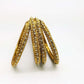 Set of Antique Finish LCT Gold / Clear stone bangles (set of 4) - JAN1604KP-LCTCLR - Prachy Creations