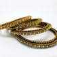 Set of Antique Finish LCT Gold / Clear stone bangles (set of 4) - JAN1604KP-LCTCLR - Prachy Creations