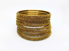 Set of Antique Finish LCT Gold stone bangles (set of 8) - JAN1608KP-LCT - Prachy Creations