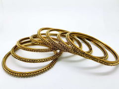 Set of Antique Finish LCT Gold stone bangles (set of 8) - JAN1608KP-LCT - Prachy Creations