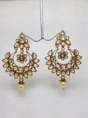 Reverse Stone Silver finish Clear Earrings - Bollywood - Fancy Dress - KAJ584P 0918 - Prachy Creations