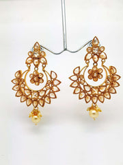 Reverse Stone Silver finish Clear Earrings - Bollywood - Fancy Dress - KAJ584P 0918 - Prachy Creations