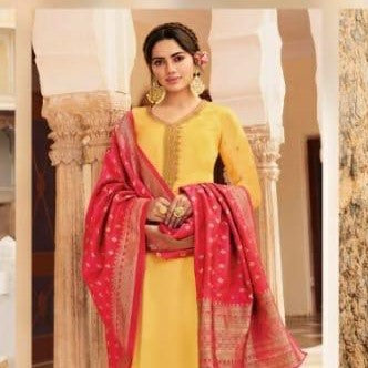 Amber - Simple / Classy Ladies Indian Churidar suit with Handloom Dupatta - MTZ11722 VT1120
