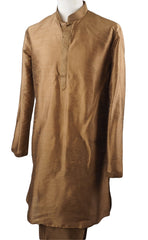 Gold Raw silk Kurta set with Jute Embroidered waistcoat - Bollywood, Weddings, Fancy Dress - SNC597CP - Prachy Creations