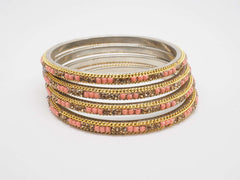 Disha Laakh Bangles - 15 colours- Handmade stone bangles (set of 4) Bollywood, Weddings, Party - 04VT18 - Prachy Creations