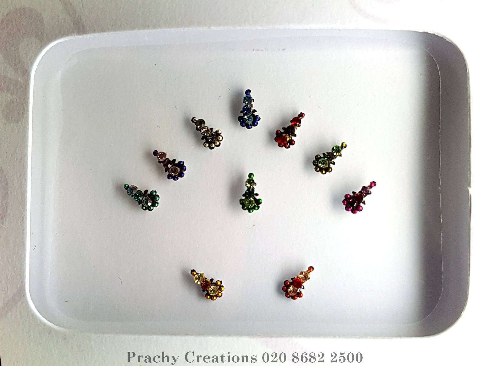 Pack of 10 various colour Bindis in small size- 24 hrs dispatch from UK RR1027 rp - Prachy Creations