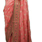 SEP5716 04CP17 - Coral saree with contrast border , Bollywood, Weddings - Prachy Creations