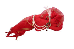 A Classic Red Turban with paisley broach, Maharaja, Bollywood, Fancy dress SGT 011 - Prachy Creations