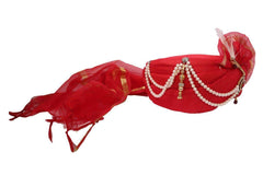 A Classic Red Turban with paisley broach, Maharaja, Bollywood, Fancy dress SGT 011 - Prachy Creations