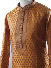 Golden Mens Handloom Kurta set - Bollywood, Weddings, Fancy Dress - SNC5820JY-GLDN - Prachy Creations