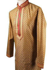 Gold Mens Handloom Kurta set - Bollywood, Weddings, Fancy Dress - SNC5822JY-GOL - Prachy Creations