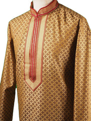Gold Mens Handloom Kurta set - Bollywood, Weddings, Fancy Dress - SNC5822JY-GOL - Prachy Creations
