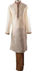 Cream Mens Kurta set - Bollywood, Weddings, Fancy Dress - SNC586VT-CRM - Prachy Creations