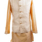 Gold Raw silk Kurta Dhoti set with Cream Brocade waistcoat - Bollywood, Weddings, Fancy Dress - SNC595PT - Prachy Creations