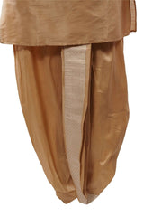 Gold Raw silk Kurta Dhoti set with Cream Brocade waistcoat - Bollywood, Weddings, Fancy Dress - SNC595PT - Prachy Creations