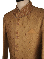 Fully Embroidered Gold Sherwani with churidar trousers -  SNC861KKP 1018 - Prachy Creations