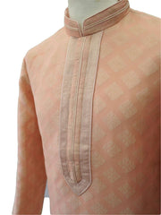Prachy Creations - Benarasi Handloom Mens Kurta set - Pink - Bollywood, Weddings, Fancy Dress - SNC8633TR 1018 - Prachy Creations