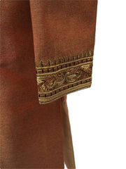 Jute silk Sherwani in Coral Gold with churidar draw stringed trousers- DD-SW6103CY - Prachy Creations