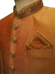Mens Coral Sherwani set -with drawstringed trousers - Bollywood Party Weddings - VFEW853PV 1018 - Prachy Creations