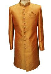Mens Coral Sherwani set -with drawstringed trousers - Bollywood Party Weddings - VFEW853PV 1018 - Prachy Creations
