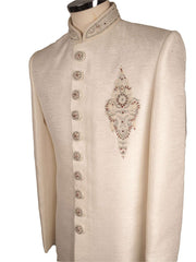 Prachy Creations-Mens White Sherwani set - With red trousers - Bollywood Party Weddings - VFEW856CY 1018 - Prachy Creations