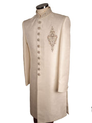 Prachy Creations-Mens White Sherwani set - With red trousers - Bollywood Party Weddings - VFEW856CY 1018 - Prachy Creations