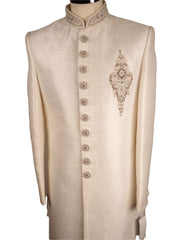 Prachy Creations-Mens White Sherwani set - With red trousers - Bollywood Party Weddings - VFEW856CY 1018 - Prachy Creations