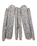 A set of 6 Silver finish Stone Bangles Set - Bollywood, Weddings 7Line R 1022 - Prachy Creations