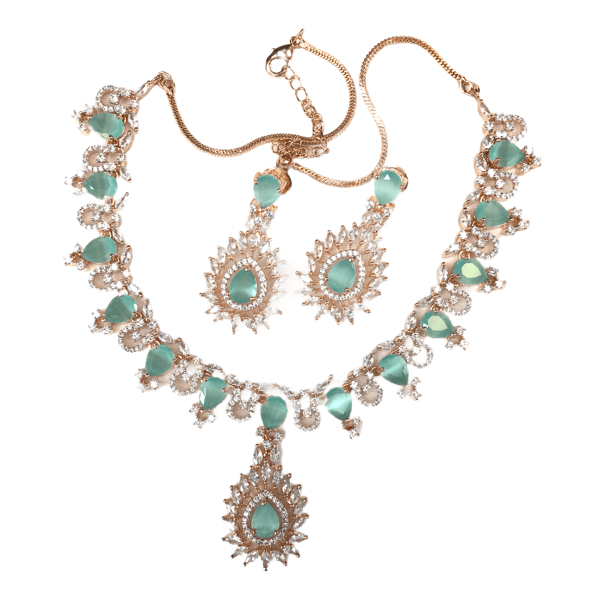 AD Choker with matching earrings - AE2113 KP0521 - Prachy Creations