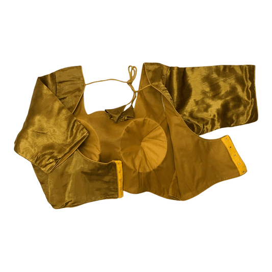 Antique Gold Gaji Silk Saree blouse - 42" Bust - UK 16 - Back Fasten - AF2114 A0921 - Prachy Creations
