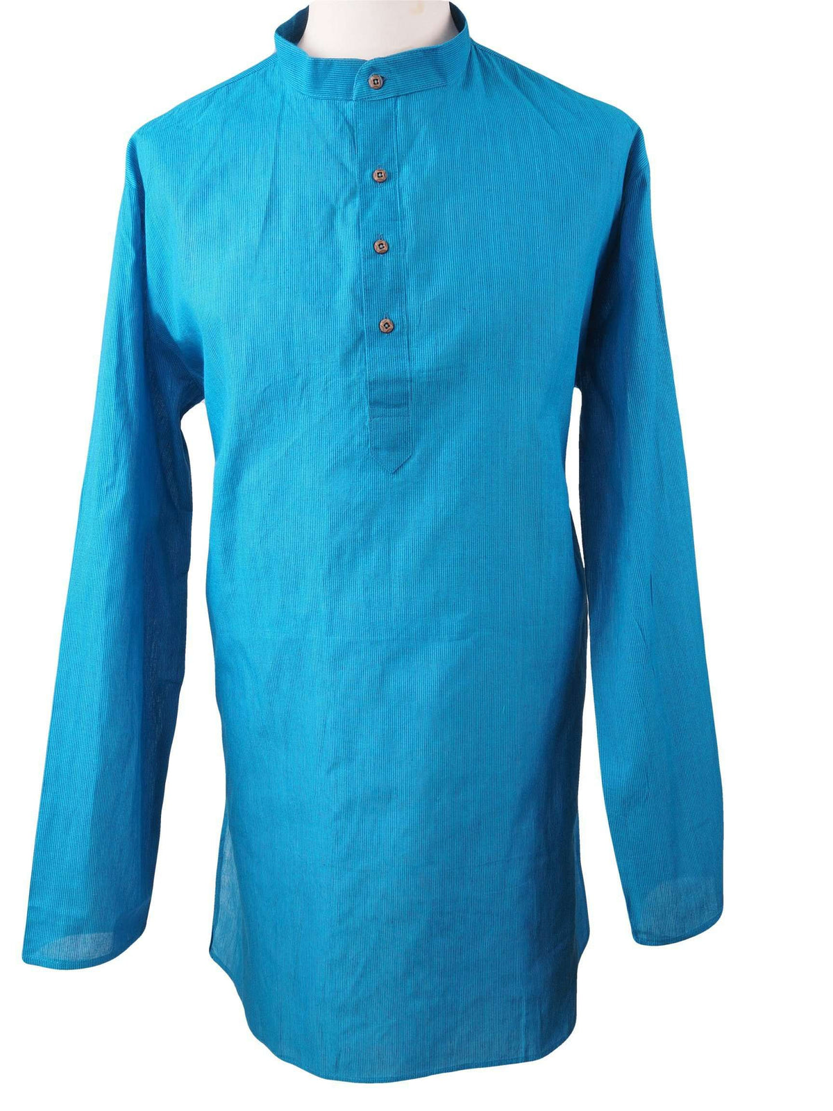 Astra - Turquoise Cotton Kurta top - Mens Indian shirt - Ideal on a pair of jeans - R0718 - Prachy Creations