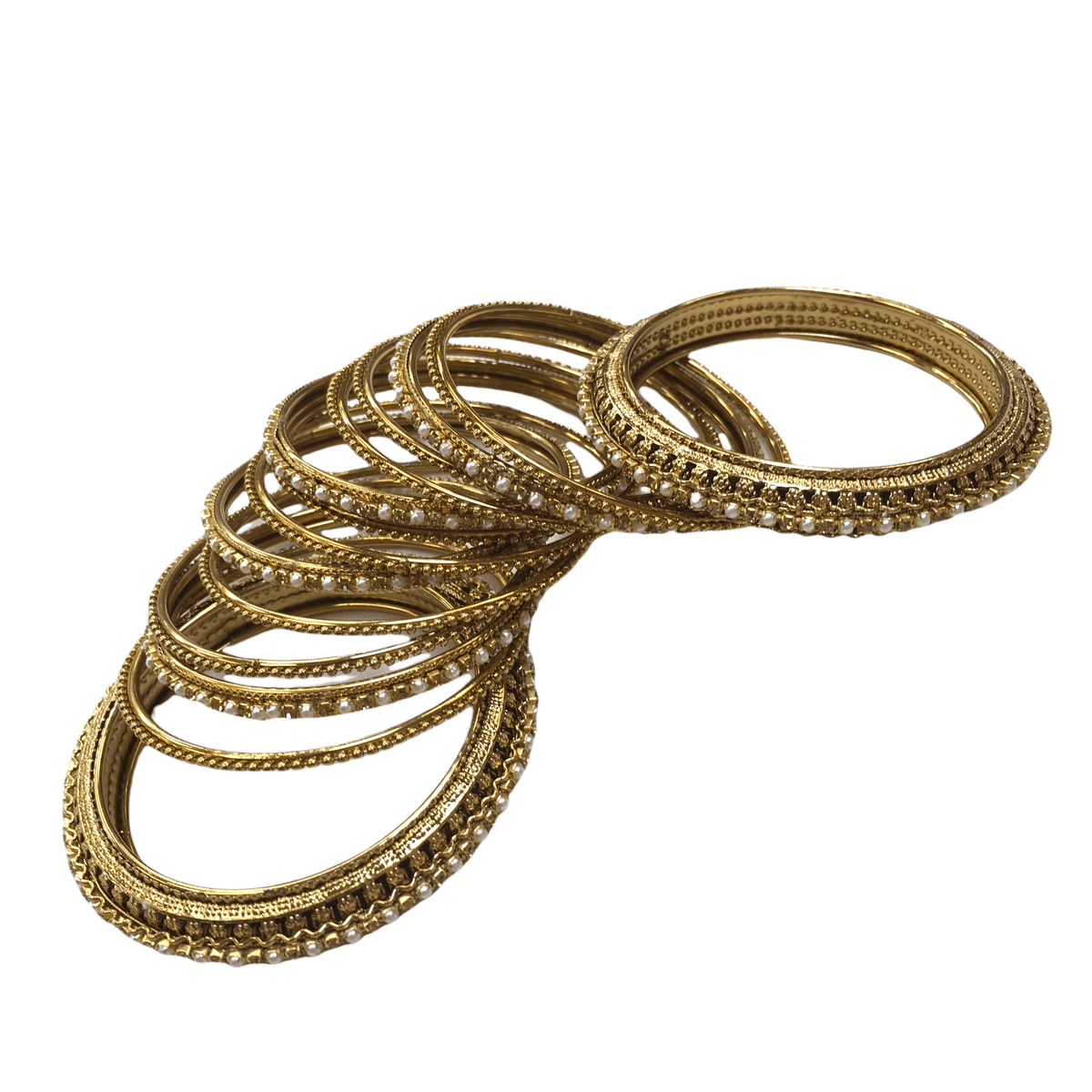 Beautiful Set of 14 Antique finish Pearl bangles - Mix N Match - JB1839T 0921 - Prachy Creations