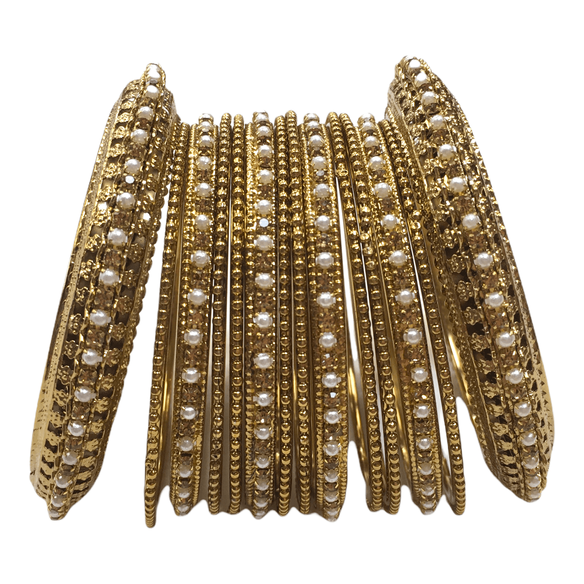 Beautiful Set of 14 Antique finish Pearl bangles - Mix N Match - JB1839T 0921 - Prachy Creations