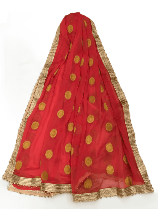 Benarasi Handloom Chiffon Dupatta with Beaded Border - Mix N Match - KAM2003 Rp0320 - Prachy Creations