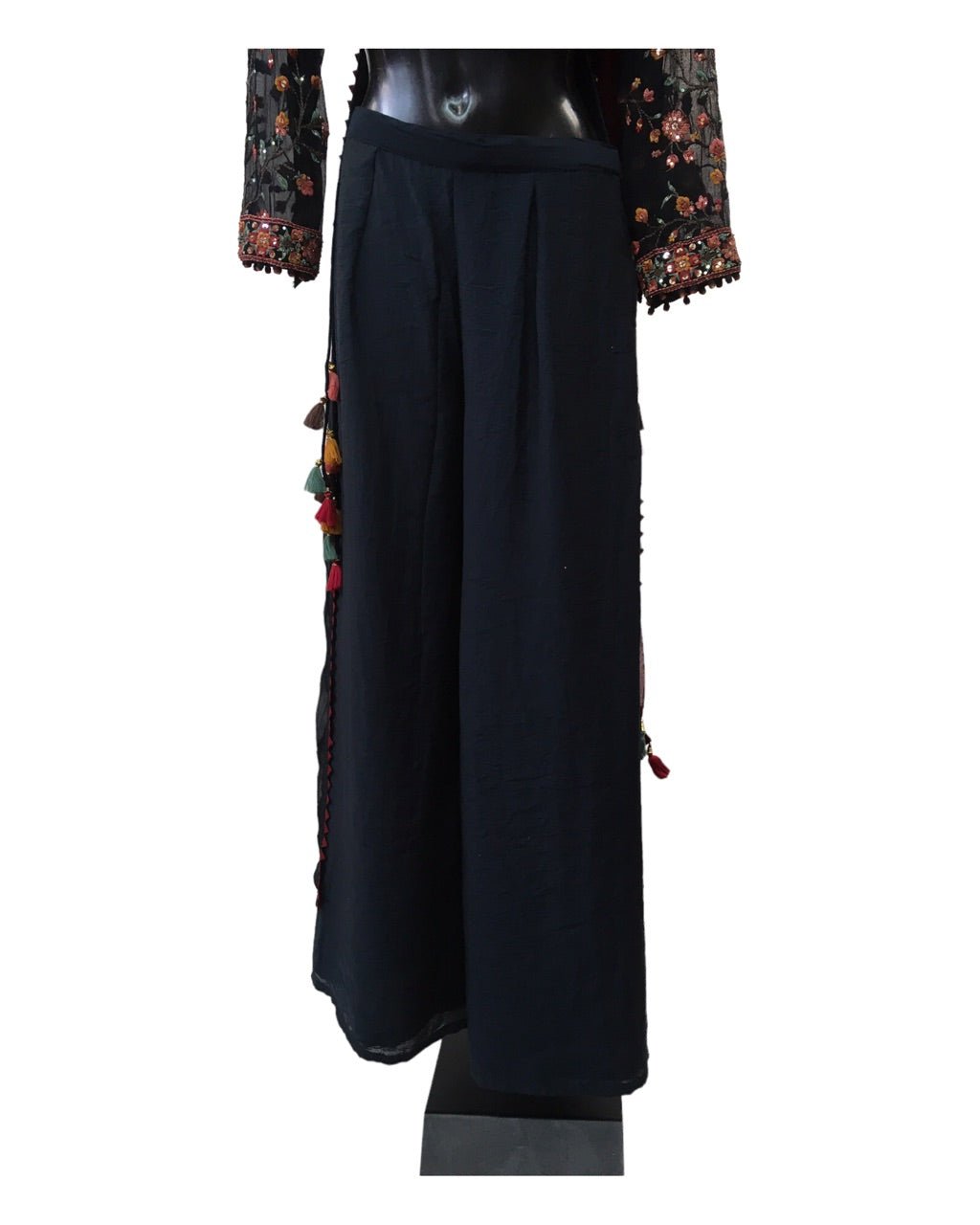 Black Floral Ready Made Naira Trousers Suit - UK Stock - 24h Dispatch - ZC2302 HY 0323 - Prachy Creations