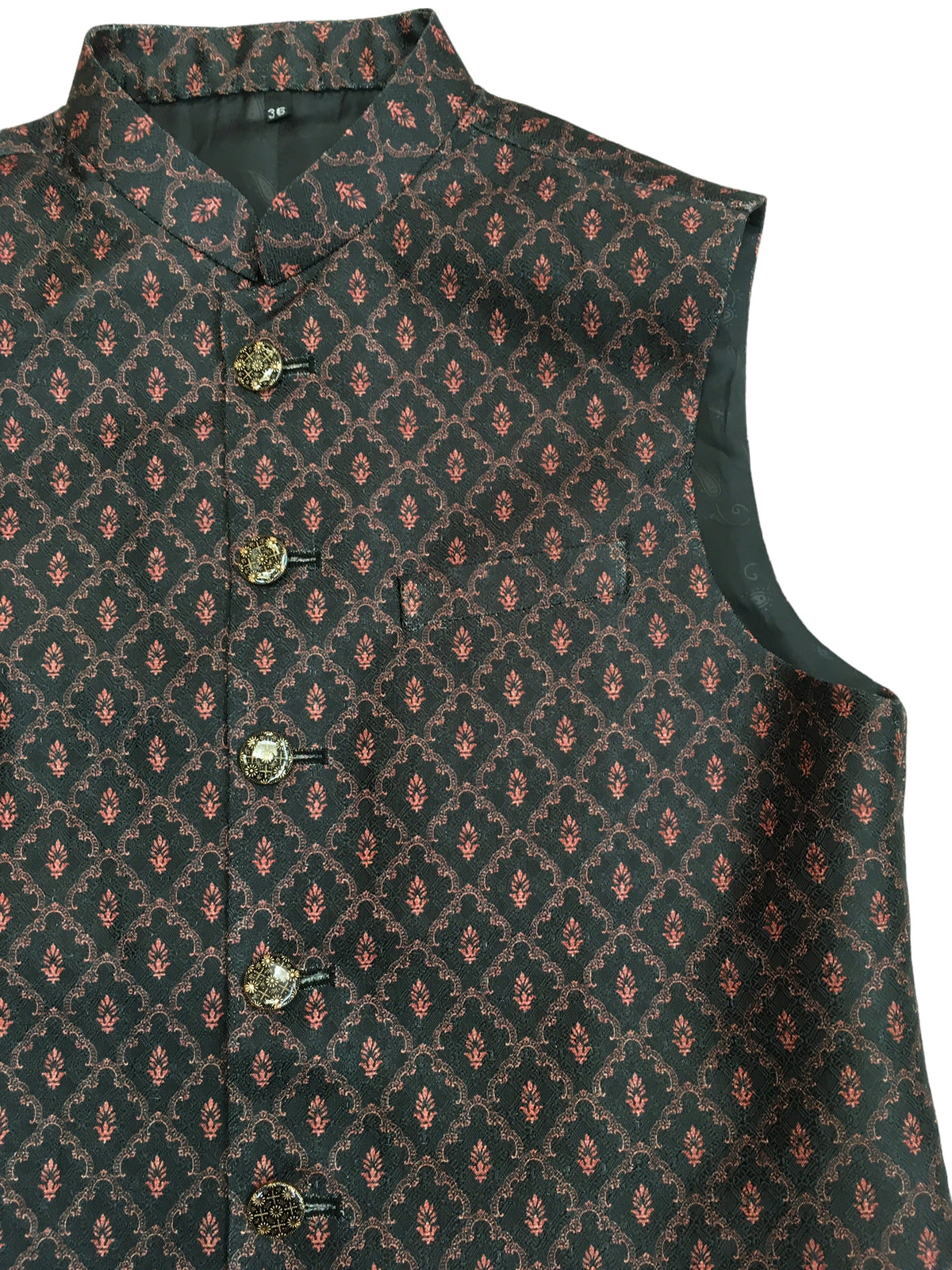 Black - Premium Handloom Brocade Mens Waistcoat - Amazing Fit - DG2204 KJ 0522 - Prachy Creations