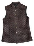 Black - Premium Handloom Brocade Mens Waistcoat - Amazing Fit - DG2204 KJ 0522 - Prachy Creations