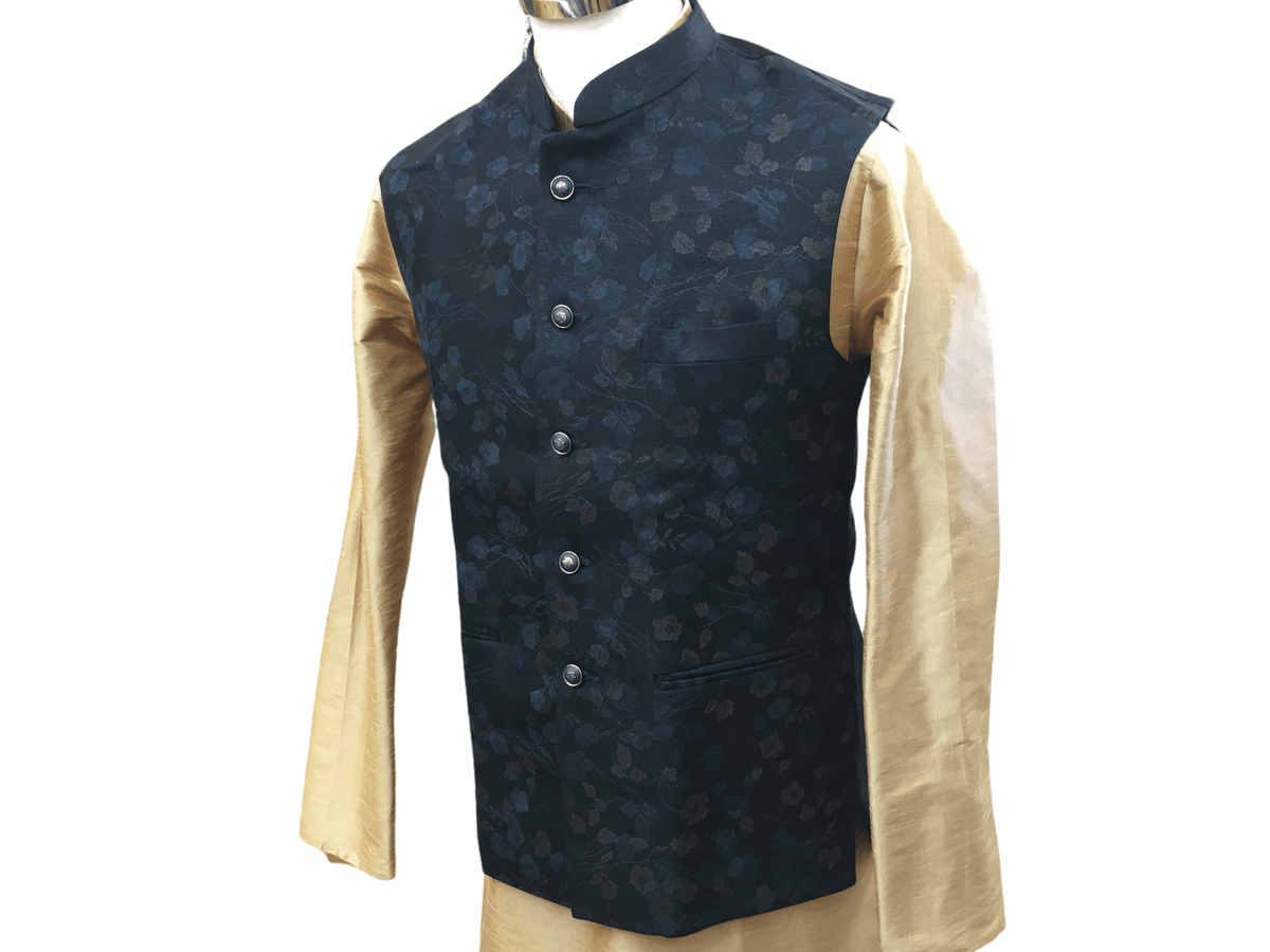 Black Printed Indian waistcoat for Men - Mix N Match with Kurtas - YD2003 kp - Prachy Creations