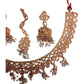 Clear White Stones - Medium Size Antique Finish Necklace Set with Earrings - HR1011 KK 1122 - Prachy Creations