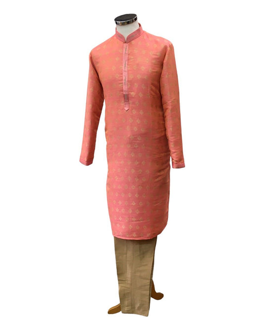Coral Pink - Mens Kurta Set - UK Stock - 24h Dispatch - JAHAN VJ 0223 - Prachy Creations