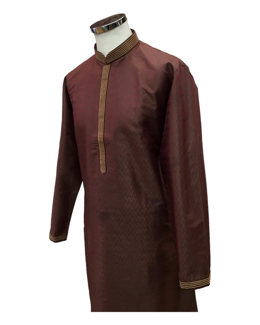 Dark Brown Handloom Mens Kurta Top & Smart Trousers - 24h Dispatch - FLAIR VY 0223 - Prachy Creations