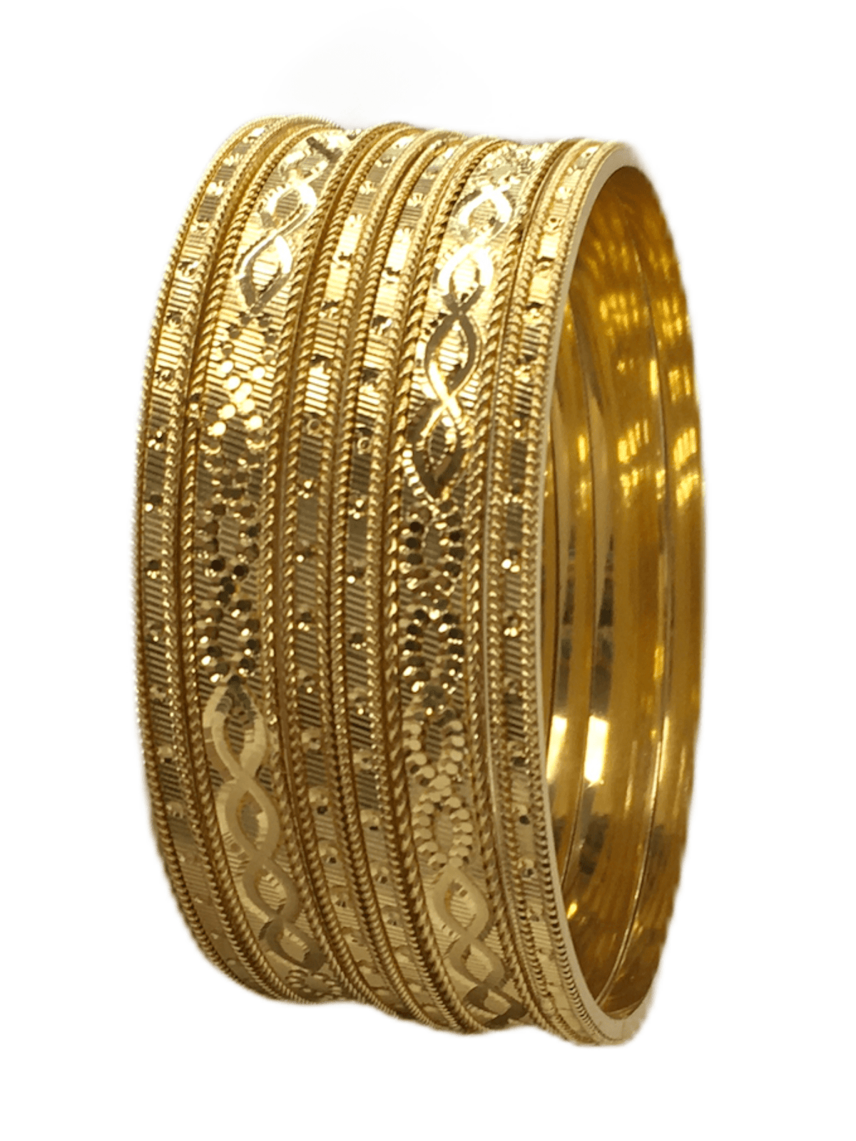 Gold Finish Bangles (Set of 6) - V 0320 SHR2009 - Prachy Creations