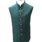 Green - Rich Jute Material Indian Mens Waistcoat - Bollywood - DM2304 KJ 1222 - Prachy Creations