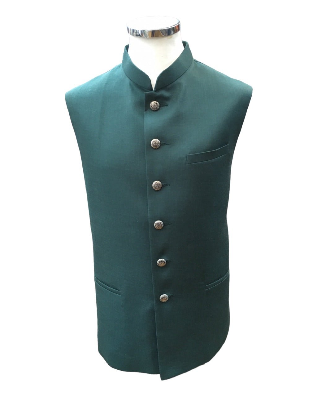 Green - Rich Jute Material Indian Mens Waistcoat - Bollywood - DM2304 KJ 1222 - Prachy Creations