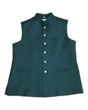 Green - Rich Jute Material Indian Mens Waistcoat - Bollywood - DM2304 KJ 1222 - Prachy Creations
