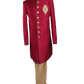 Mens Raw Silk Red Sherwani - VL1908 AV1119 - Prachy Creations