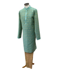 Sea Green Banarasi Handloom - Mens Kurta Set - UK Stock - 24h Dispatch - JAHAN VJ 0223