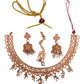 Clear White Stones - Medium Size Antique Finish Necklace Set with Earrings - HR1011 KK 1122